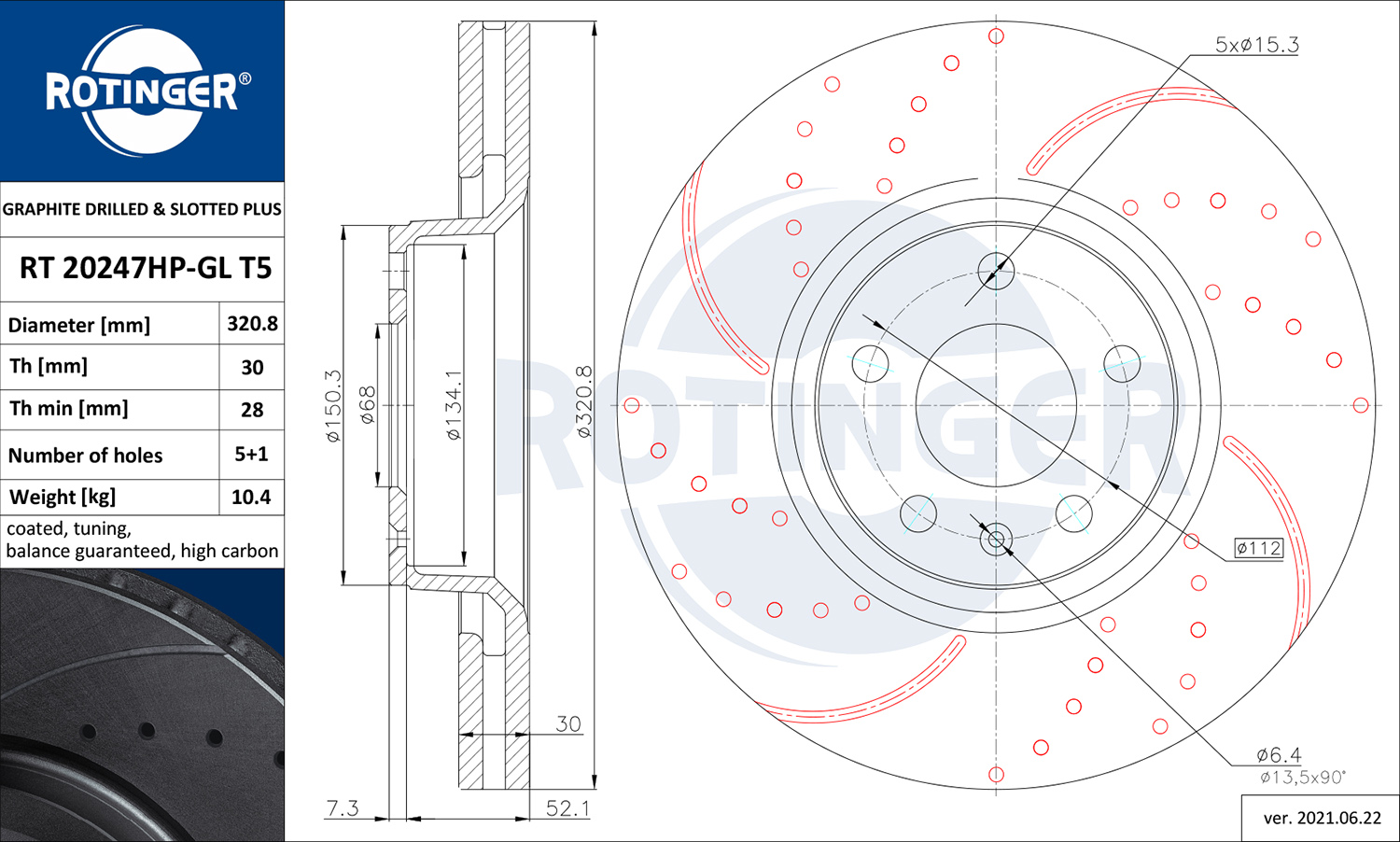 ROTINGER Féktárcsa, mind RT20247HP-GLT5_ROT